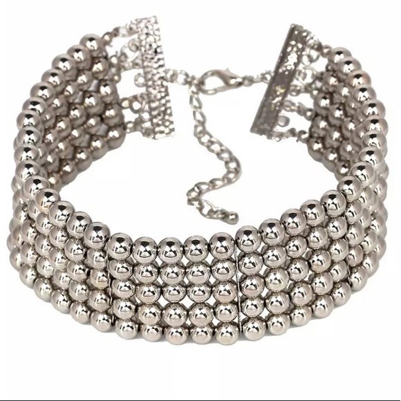 Jewelry - Silver Beaded Chocker Collar Necklace P3 Jewelry - Silver Beaded Chocker Collar Necklace P3